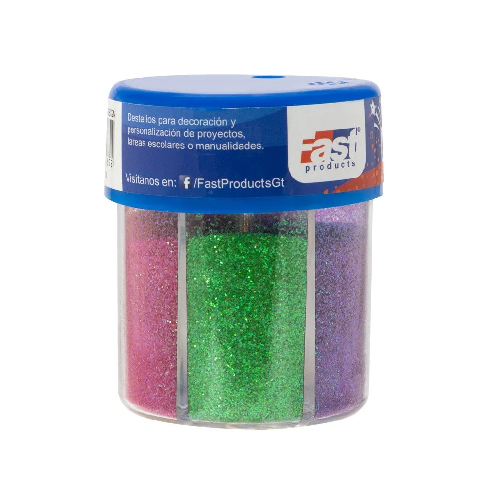 BOTE DE DIAMANTINA FAST DE 80GRS 6 COLORES NEON SURTIDOS - Imagen 2
