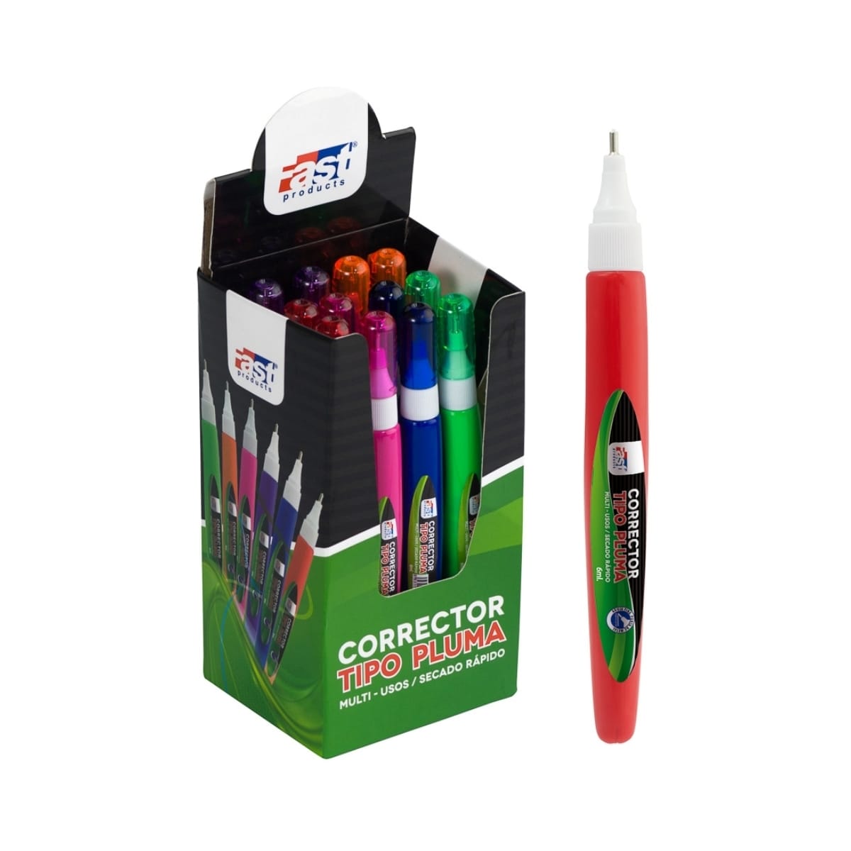 Caja de 12 Correctores Tipo Pluma 6 ml FAST