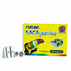 Caja Sacapuntas Metalico 2 Agujeros Cuña 12 Uni.Tucan