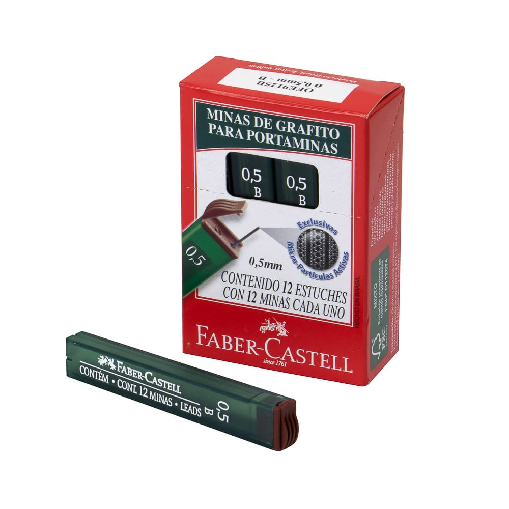 Caja De 12 Tubos De Minas 0 5mm Faber Castell HB Comerciales Arlan