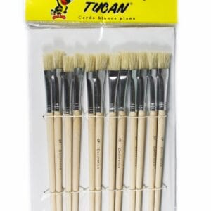 Pincel Cerda Blanca Plana No. 8 Blister 12 Uni.