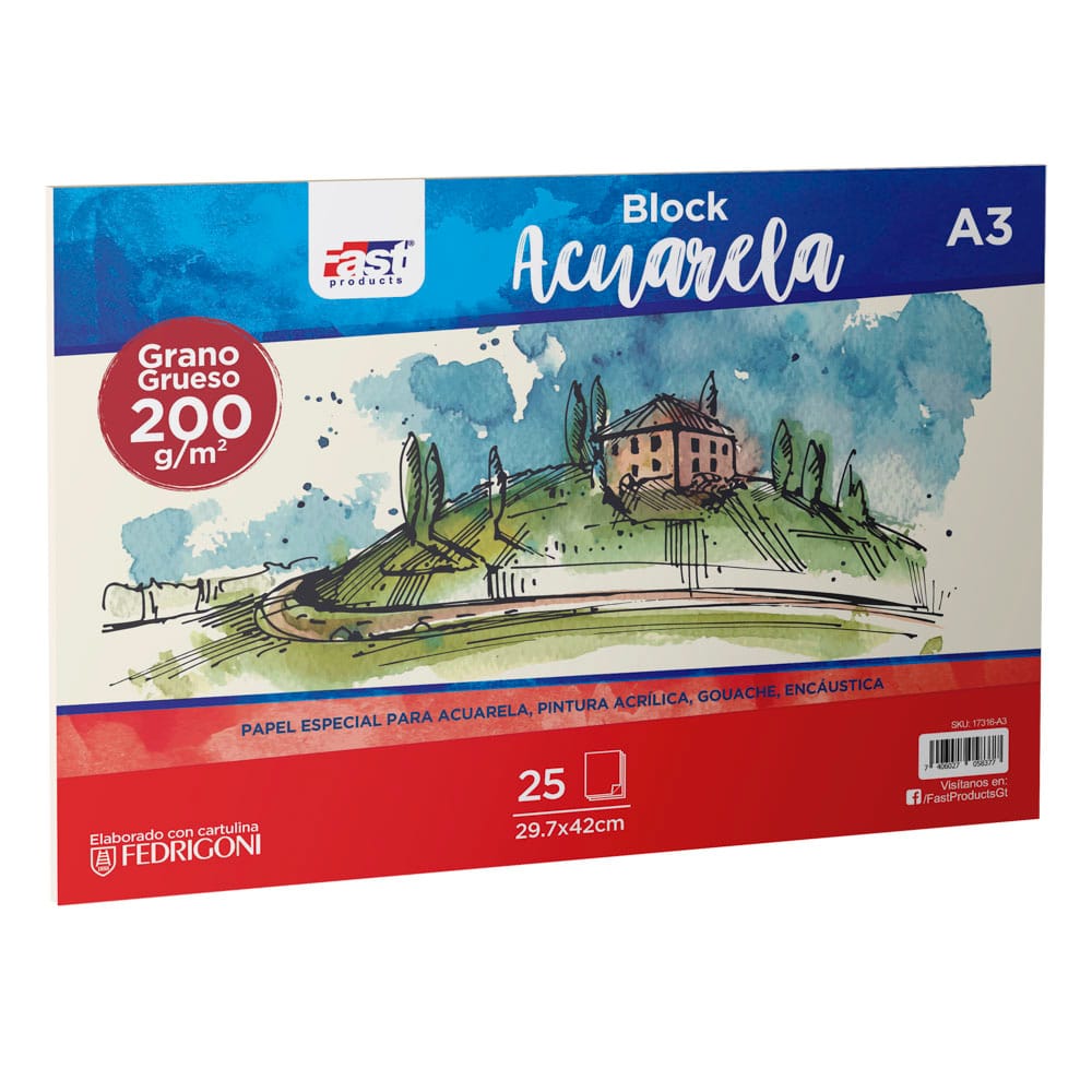 Block acuarela de 200 gramos 25 hojas