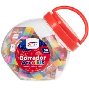 Bote de 30 borradores Arco Iris