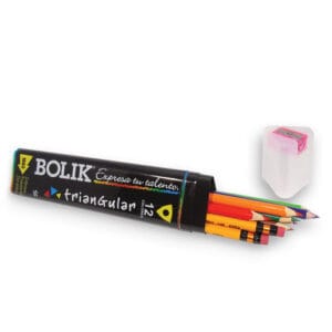Crayon Madera Largo Triang. Bolik caja Plastica 12 colores