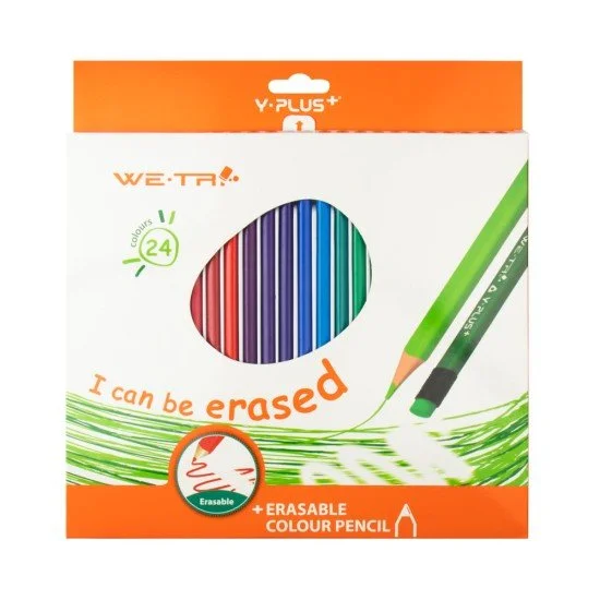 Crayon de Madera Triangular Largo Y-Plus 24 Col. Borrable