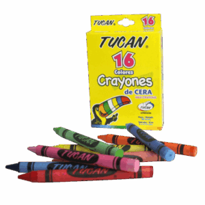 Crayon de cera estandar de 16 colores. Tucan