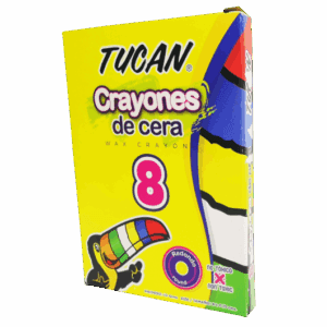 Crayon de cera estandar de 8 colores. Tucan