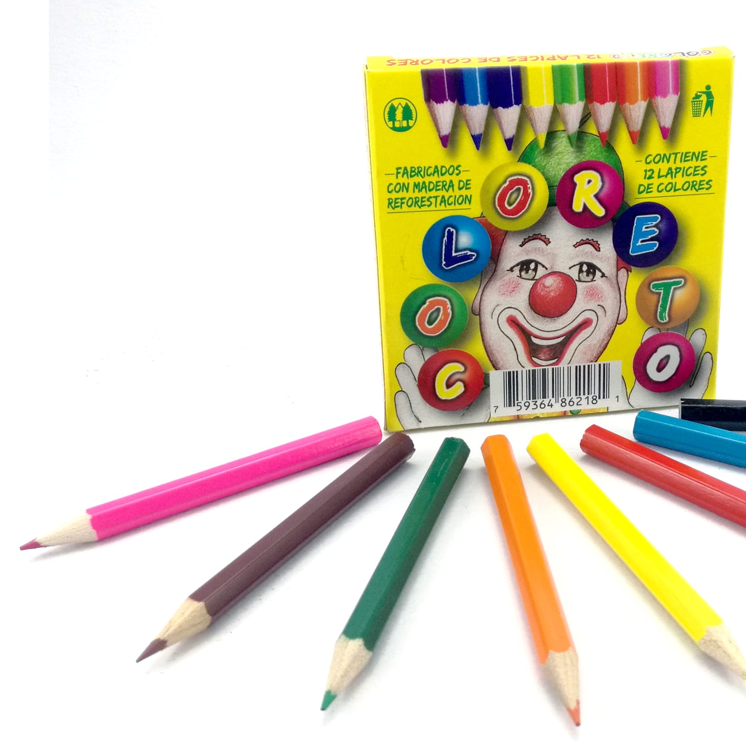 Crayon Madera Coloreto Corto 12 Col.Bolik