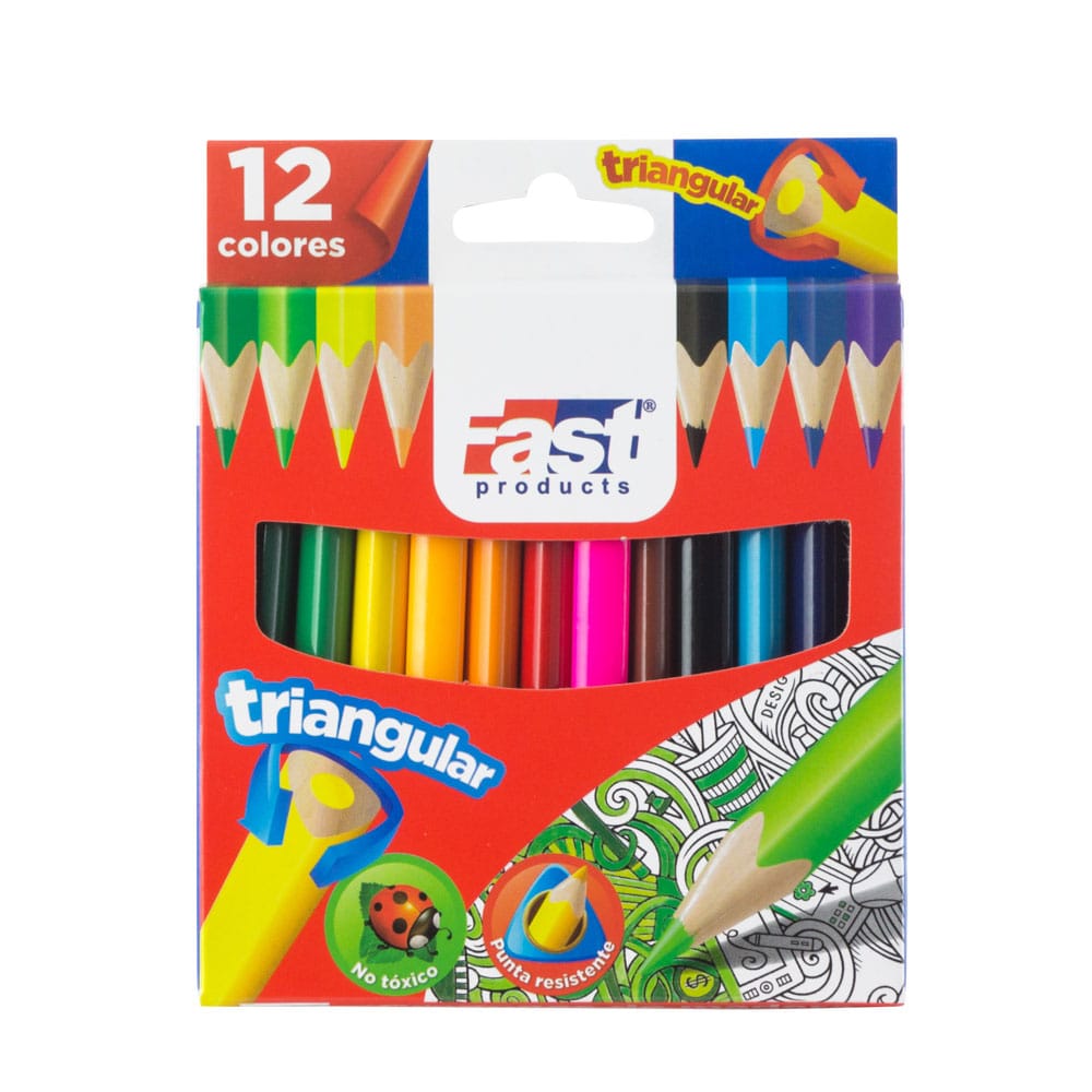 Crayon Madera Corto 12 Col. Fast Triangular