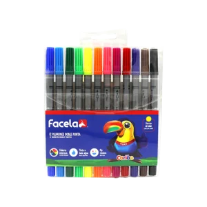 Estuche Marcadores Doble Punta Facela 12 colores