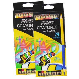 Crayon de madera doble punta 24 colores Tucan