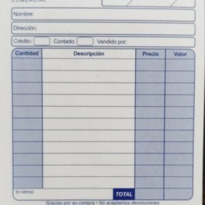 Talonario de Facturas 1/4 Carta