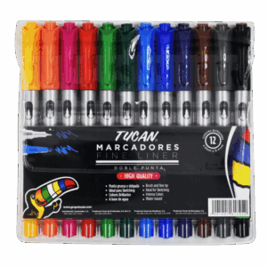 Estuche Marcadores Fine Liner D/Punta 12 Col. Tucan