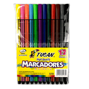 Estuche Marcador Delgado Hexagonal 12 colores. Tucan