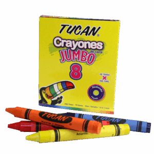 Crayon de cera Jumbo de 8 colores. Tucan