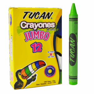 Crayon de cera Jumbo redondo de 12 colores. Tucan