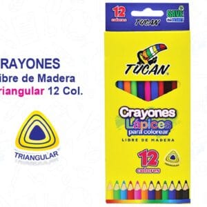 Crayon libre de madera largo triangular de 12 colores