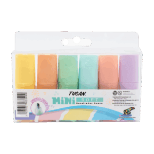 SET DE 6 RESALTADORES MINI TUCAN PASTEL