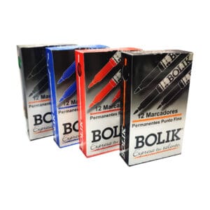 Caja de 12 Marcadores de permanentes punta fina bolik