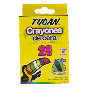 Crayon de cera estándar triangular de 24 colores. Tucan