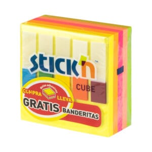 Block Stickn 21012 3x3 Cubo Neon 5 colores 400 hojas