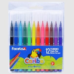 Estuche Marcadores Delgado 12 Col. Facela