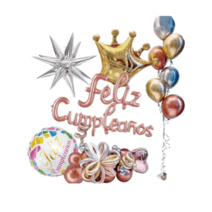 Set de arreglo con forma feliz cumpleaños corona y estrella punta