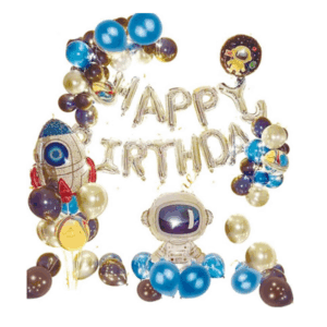 SET DE ARREGLO CON FORMA HAPPY BIRTHDAY ASTRONAUTAS Y NAVE