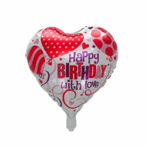 Globo Decorativo diseño de HAPPY BIRTHDAY WITH LOVE” TAMAÑO 18”