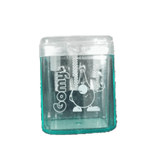 Sacapuntas metálico doble agujero con deposito plástico Gomy